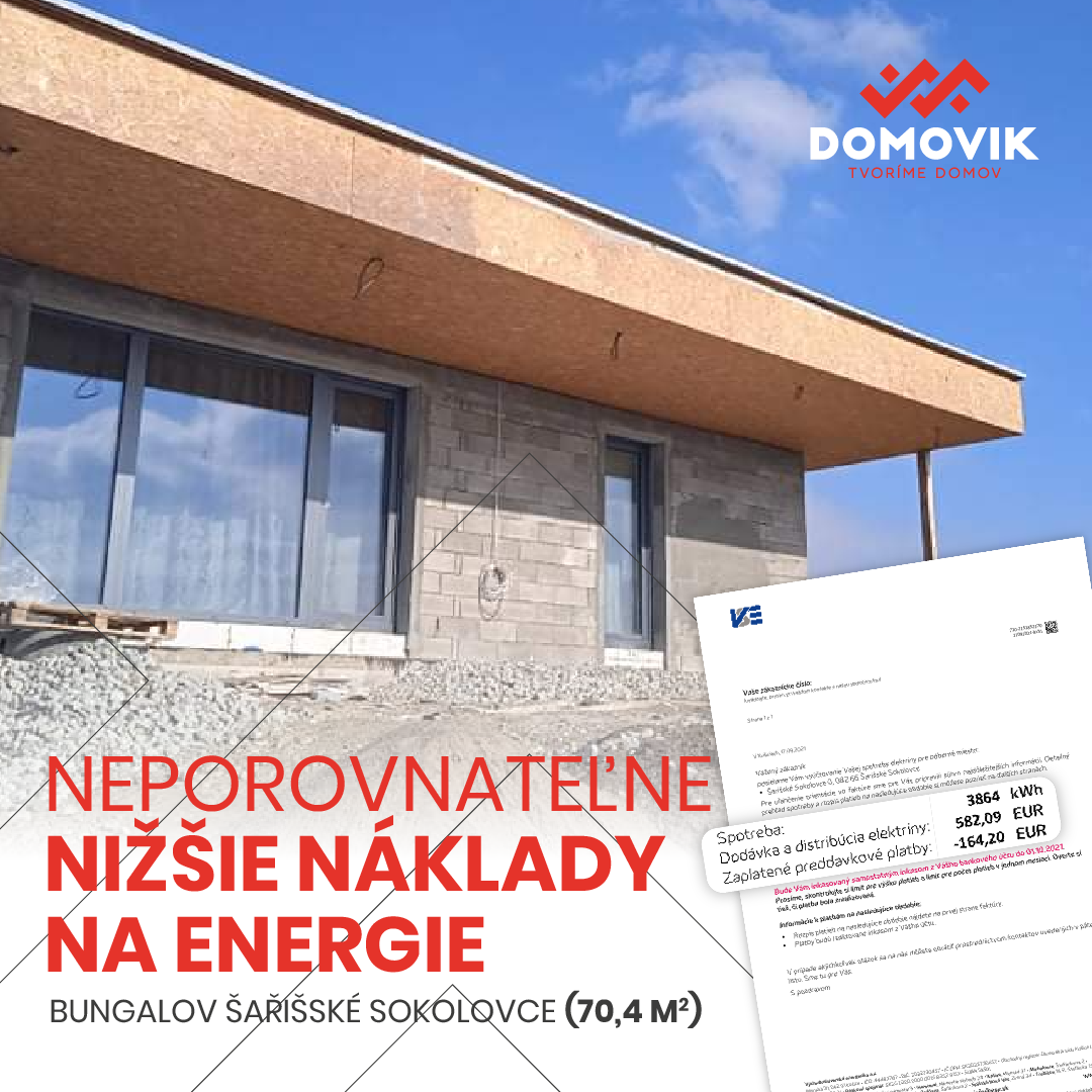 pasívny rodinný dom - bungalov Šarišské Sokolovce